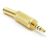 CABLEPELADO Audio-Klinkenstecker, 4-polig, männlich, TRRS-Stecker, 4-polig, Schweißtyp, kompatibel mit PS5 / PS4, Helmen, Lautsprecher, PC, Handy, Gold, 3,5 mm Stecker | Zink